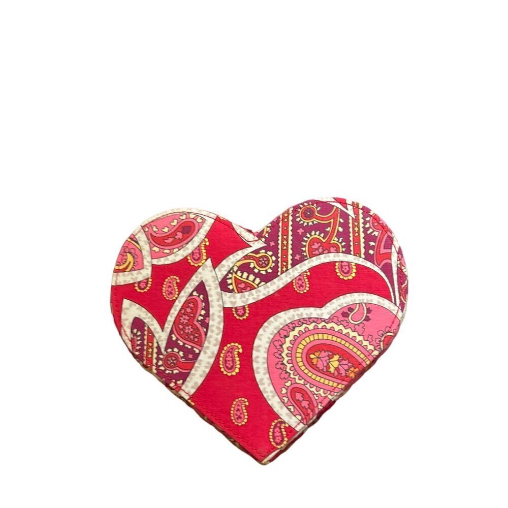 Vera Bradley Retro Red Heart Shaped Quilted Paisley Print Jewelry Box… - Picture 10 of 12